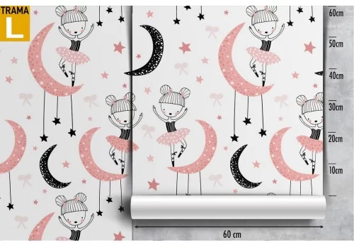 Carta da Parati ballerine con stelle e lune bambini pattern. 2