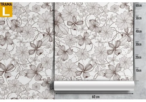 Carta da Parati fiori e foglie stilizzate pattern natura. 2