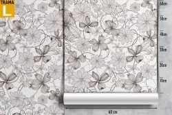 Carta da Parati fiori e foglie stilizzate pattern natura.