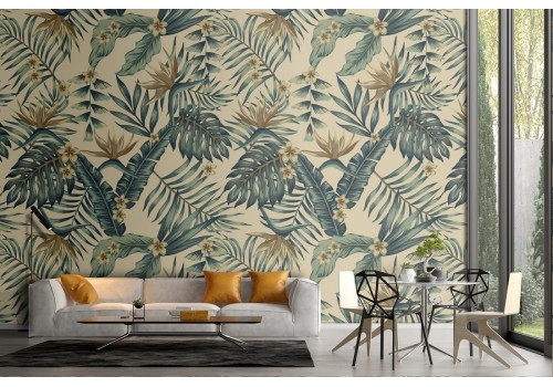 Tropical leaves wallpaper decoration pattern.