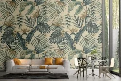 Tropical leaves wallpaper decoration pattern.