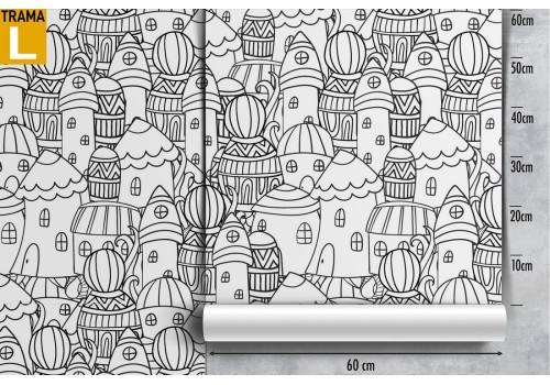 Wallpaper stylized houses design pattern for children. 2