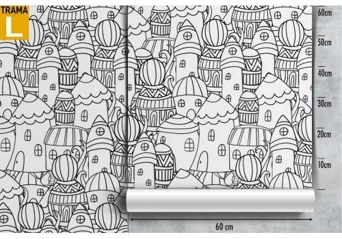 Wallpaper stylized houses design pattern for children. 2