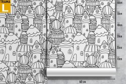 Wallpaper stylized houses design pattern for children.