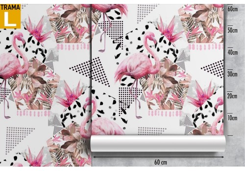 Flamingo and modern geometry pattern wallpaper. 2