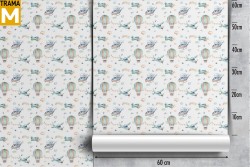 Wallpaper Decorations and Patterns Airplanes Rockets Hot Air Balloons