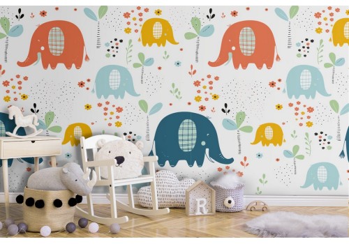 Elephant animal wallpaper children's decoration pattern.