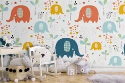 Elephant animal wallpaper children's decoration pattern.