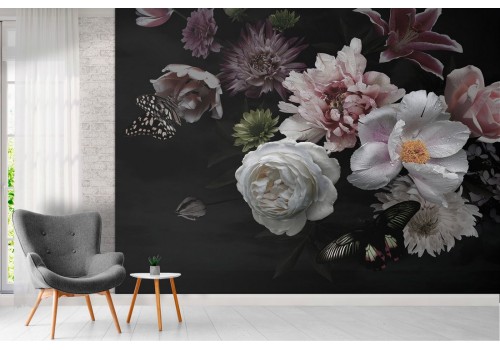 Vintage nature flowers wallpaper composition 2