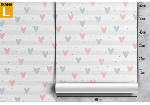 Wallpaper with stylized hearts and stripes pattern for children. 2