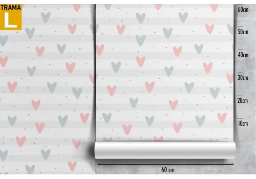 Wallpaper with stylized hearts and stripes pattern for children. 2
