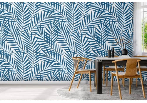 Wallpaper with stylized leaves in a minimal pattern.