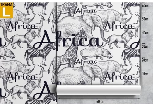 Carta da Parati scritte e animali Africa natura pattern. 2