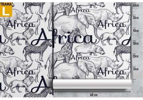 Wallpaper with writings and animals Africa nature pattern. 2