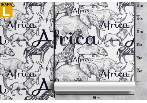 Wallpaper with writings and animals Africa nature pattern. 2