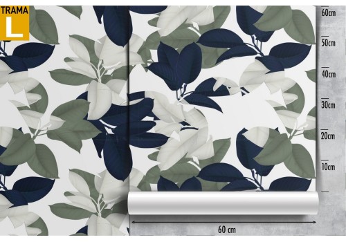 Carta da Parati fiori bianchi e blu natura pattern. 2