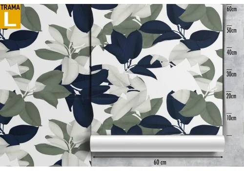 Carta da Parati fiori bianchi e blu natura pattern. 2