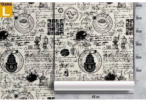 Carta da Parati scritte e loghi caffé pattern. 2