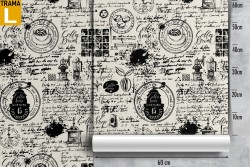 Carta da Parati scritte e loghi caffé pattern.