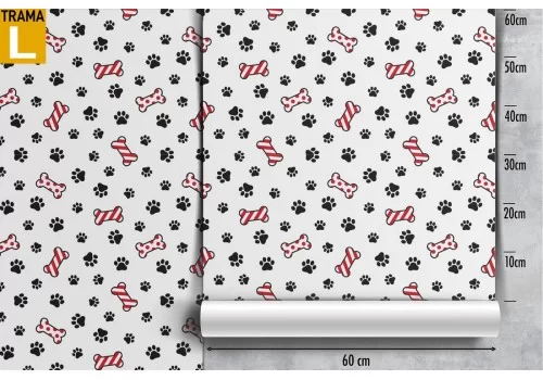 Carta da Parati ossi e zampe animali pattern bambini a pois. 2