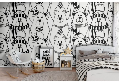 Cartoon bear pattern children's wallpaper.