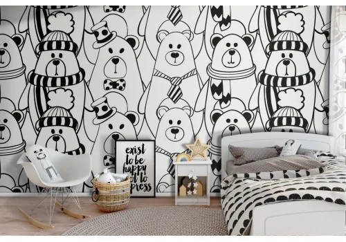 Cartoon bear pattern children's wallpaper.