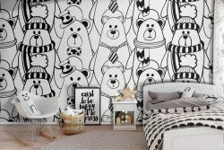 Carta da Parati orsi cartoon pattern bambini.
