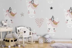 Unicorn pattern fantasy children's wallpaper.