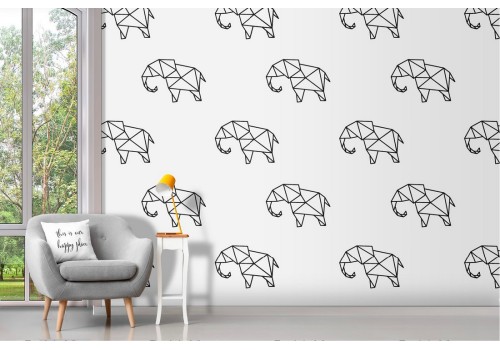 Elephants stylized nature pattern wallpaper.