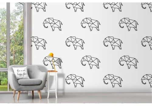 Elephants stylized nature pattern wallpaper.