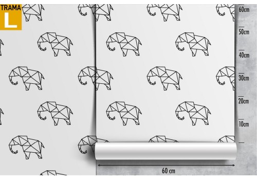 Carta da Parati elefanti stilizzati natura pattern. 2