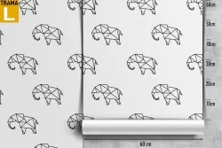 Carta da Parati elefanti stilizzati natura pattern.