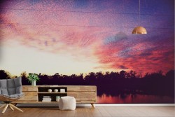 Wallpaper Dawn Sunset Rivers Waterfalls Lakes Forests and Trees