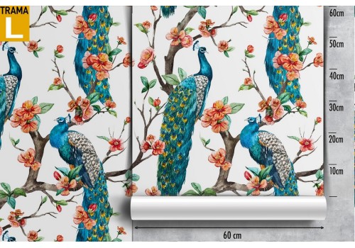 Peacocks and flowers nature pattern wallpaper. 2