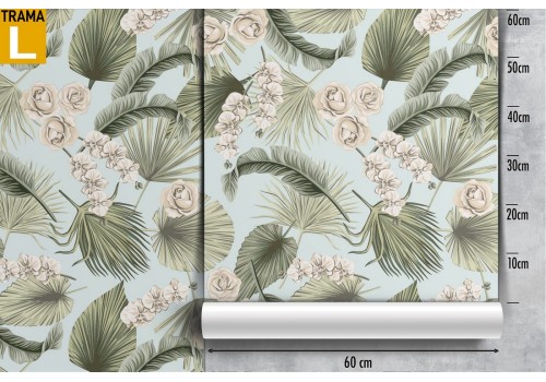 Tropical leaves and abstract flowers wallpaper nature pattern. 2