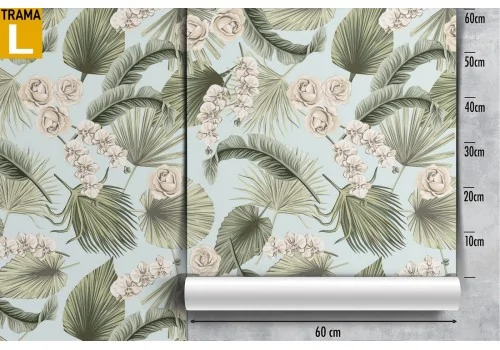 Tropical leaves and abstract flowers wallpaper nature pattern. 2