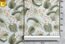 Tropical leaves and abstract flowers wallpaper nature pattern.