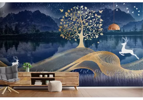 Carta da Parati albero bosco astratto paesaggio