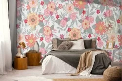 Carta da Parati fiori natura decorazione raffinata.