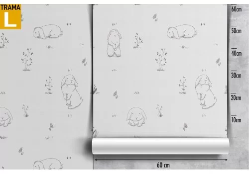 Carta da Parati coniglietti bianchi pattern bambini. 2