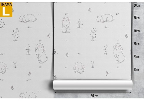 Wallpaper with white bunny pattern for children. 2