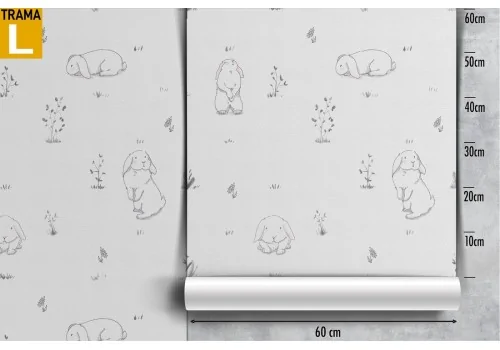 Wallpaper with white bunny pattern for children. 2