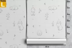 Carta da Parati coniglietti bianchi pattern bambini.