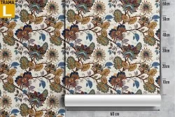 Carta da Parati foglie e fiori astratti vintage natura.