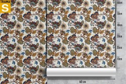 Carta da Parati Design e Stili Flora e Fauna Fiori Natura Vintage Foglie