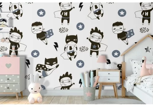 Carta da Parati batman superman personaggi bambini.