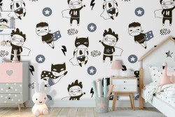 Batman Superman characters children's wallpaper.
