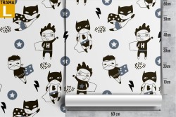 Batman Superman characters children's wallpaper.