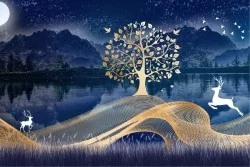 Carta da Parati Paesaggi e Natura Flora e Fauna Design e Stili Foreste e Alberi Natura Astratta animali