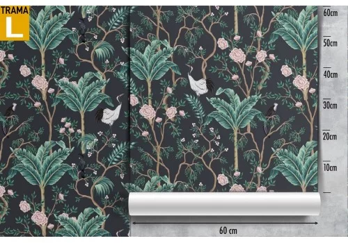 Carta da Parati paesaggio stilizzato tropicale pattern. 2